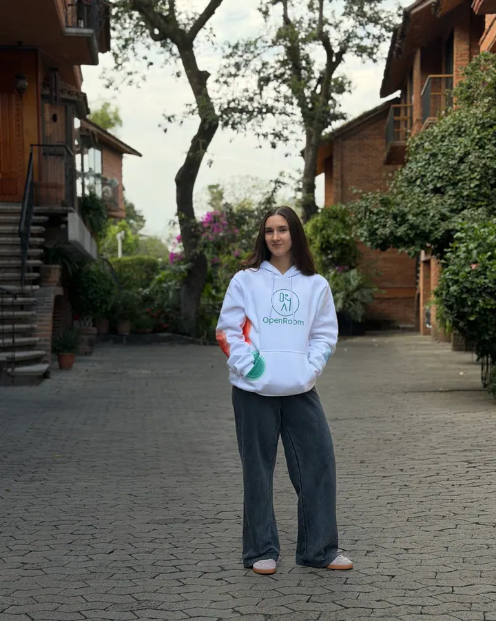 OpenRoom brand ambassador standing on a garden path
