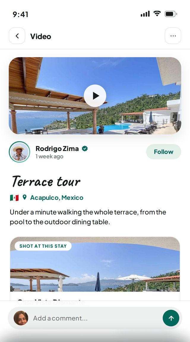 A video post linked to a listing