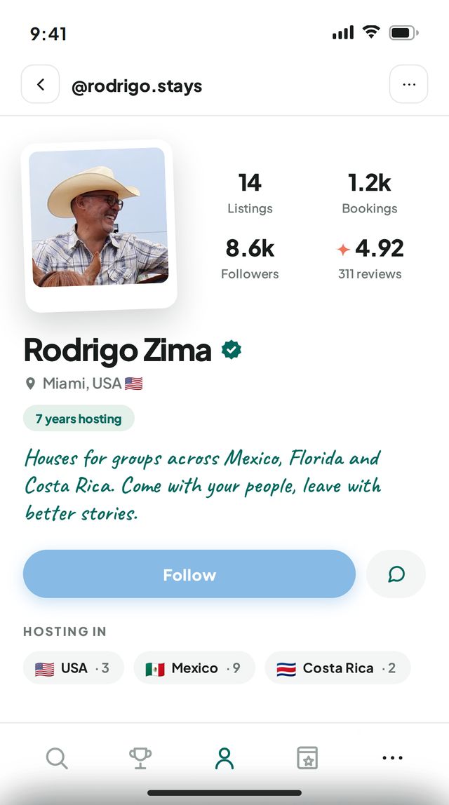 A host social profile on OpenRoom